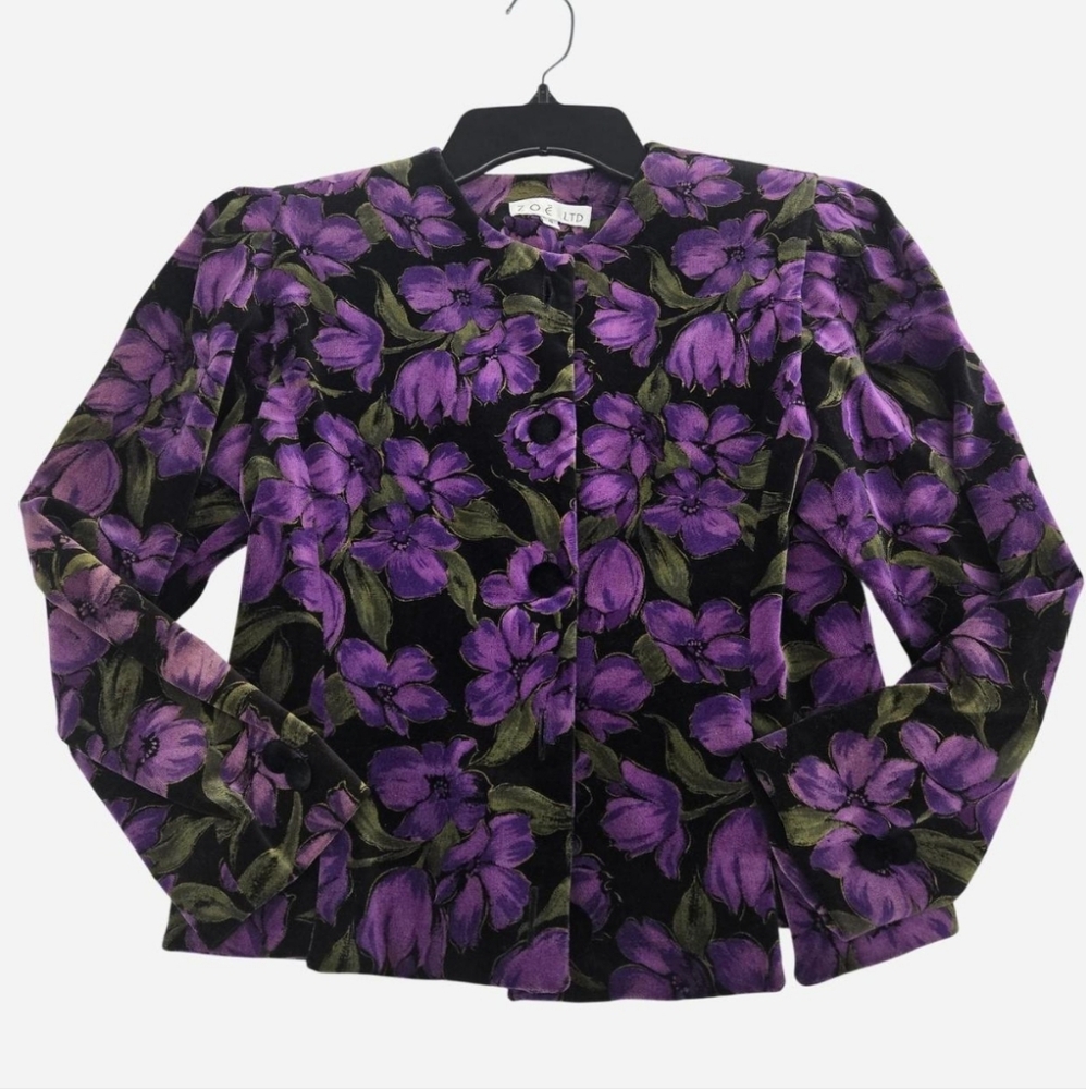 Zoe Ltd Purple Floral Velvety Blazer Jacket Petite 8P